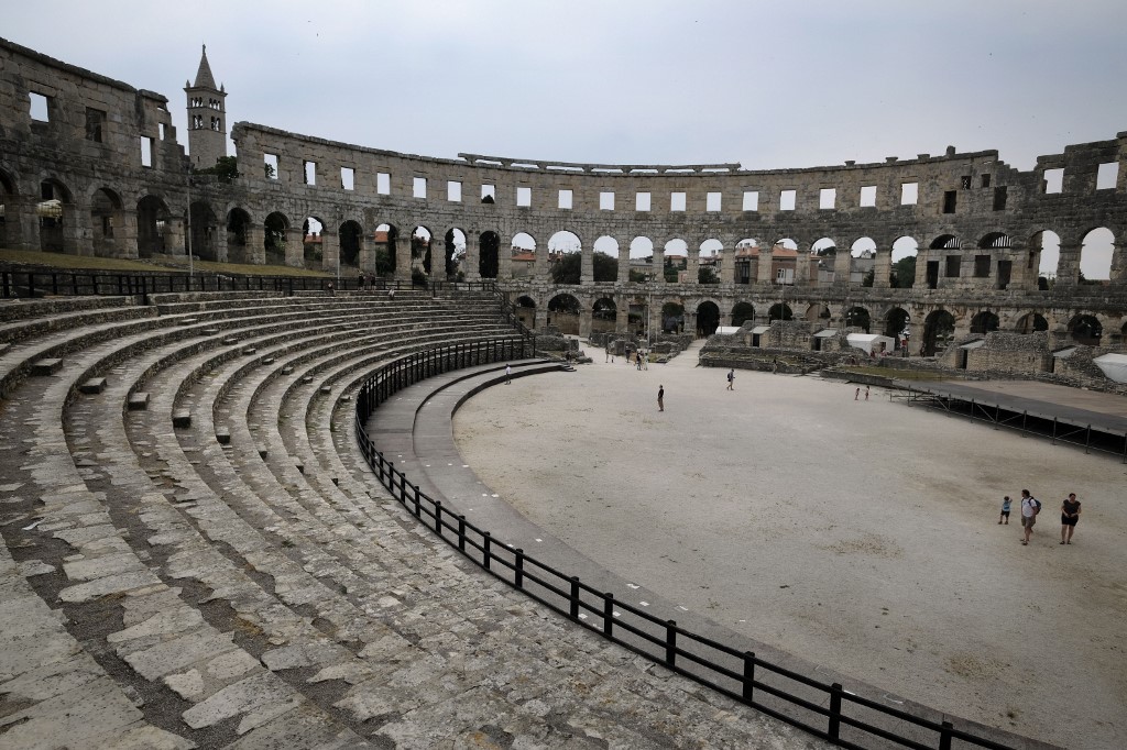 Croatia, Istria, Pula, a city situated on the Adriatic Sea, the Roman amphitheater called Pula Arena